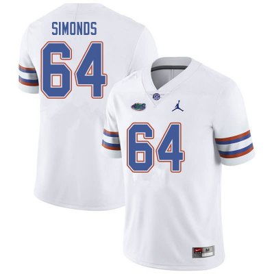 Men's Florida Gators #64 Riley Simonds NCAA Jordan Brand White Authentic Stitched College Football Jersey EAG6862NJ